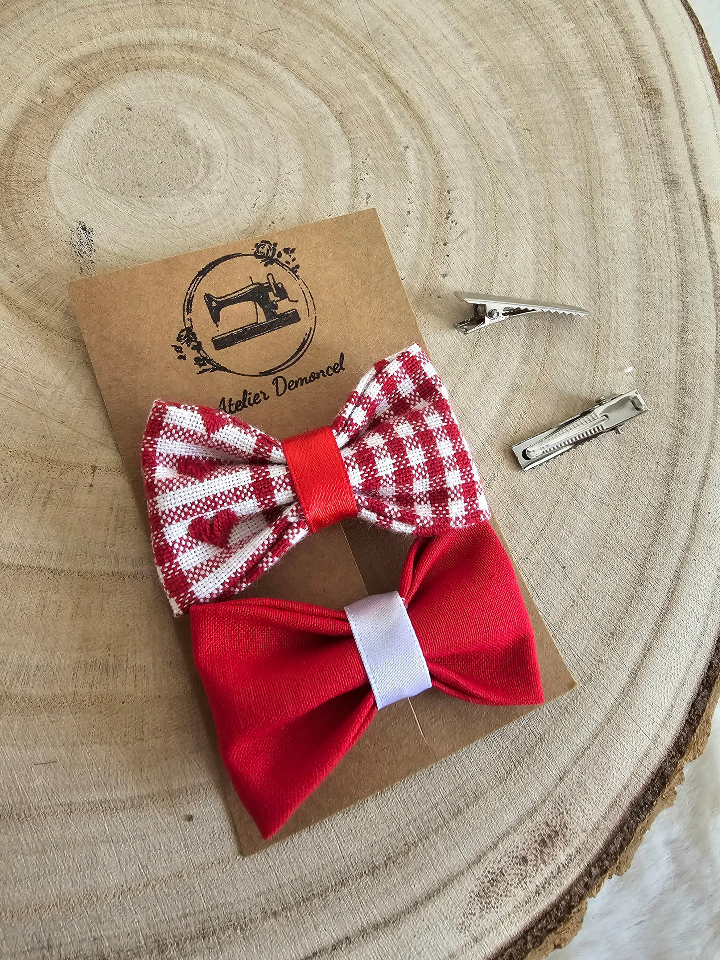 Lot de 2 nœuds cœurs Noël