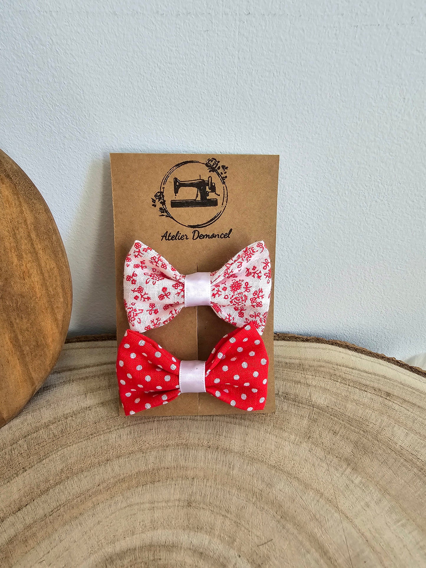 Lot de 2 nœuds rouge/blanc
