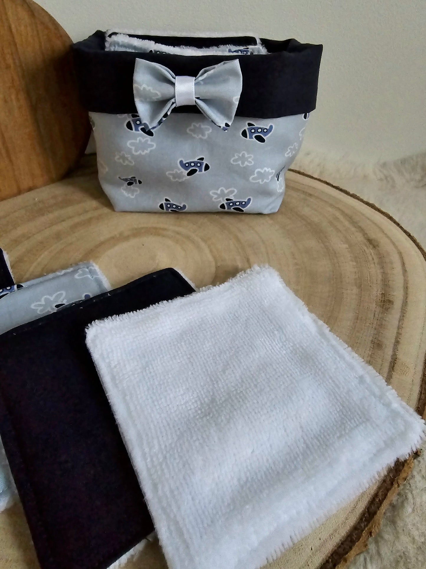 Panier 10 lingettes lavables avions