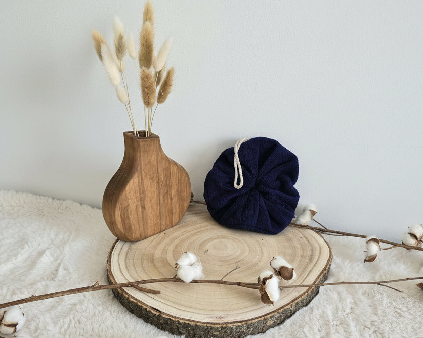 Fleur de douche bleu marine