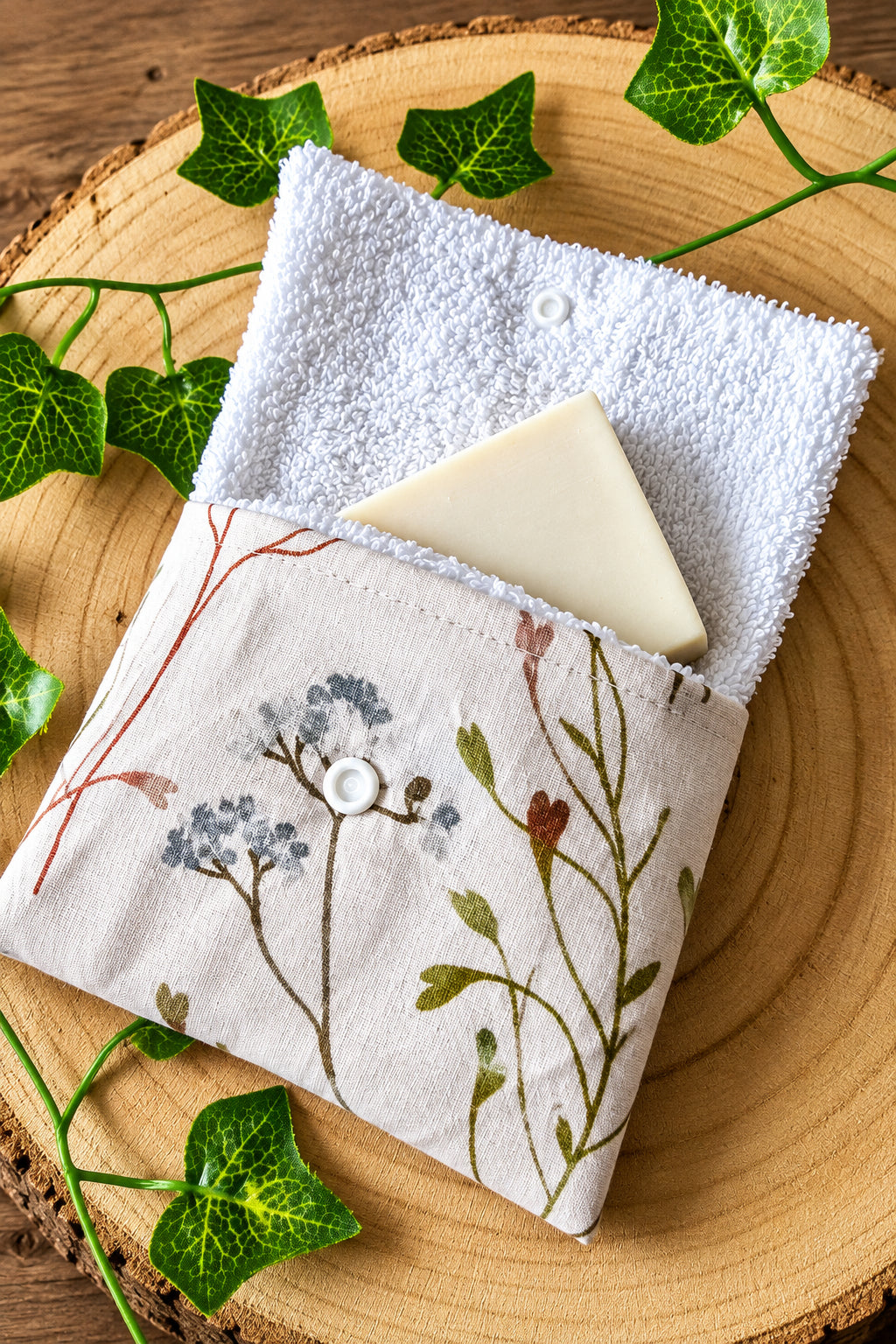 Pochette à savon fleurs 🌸