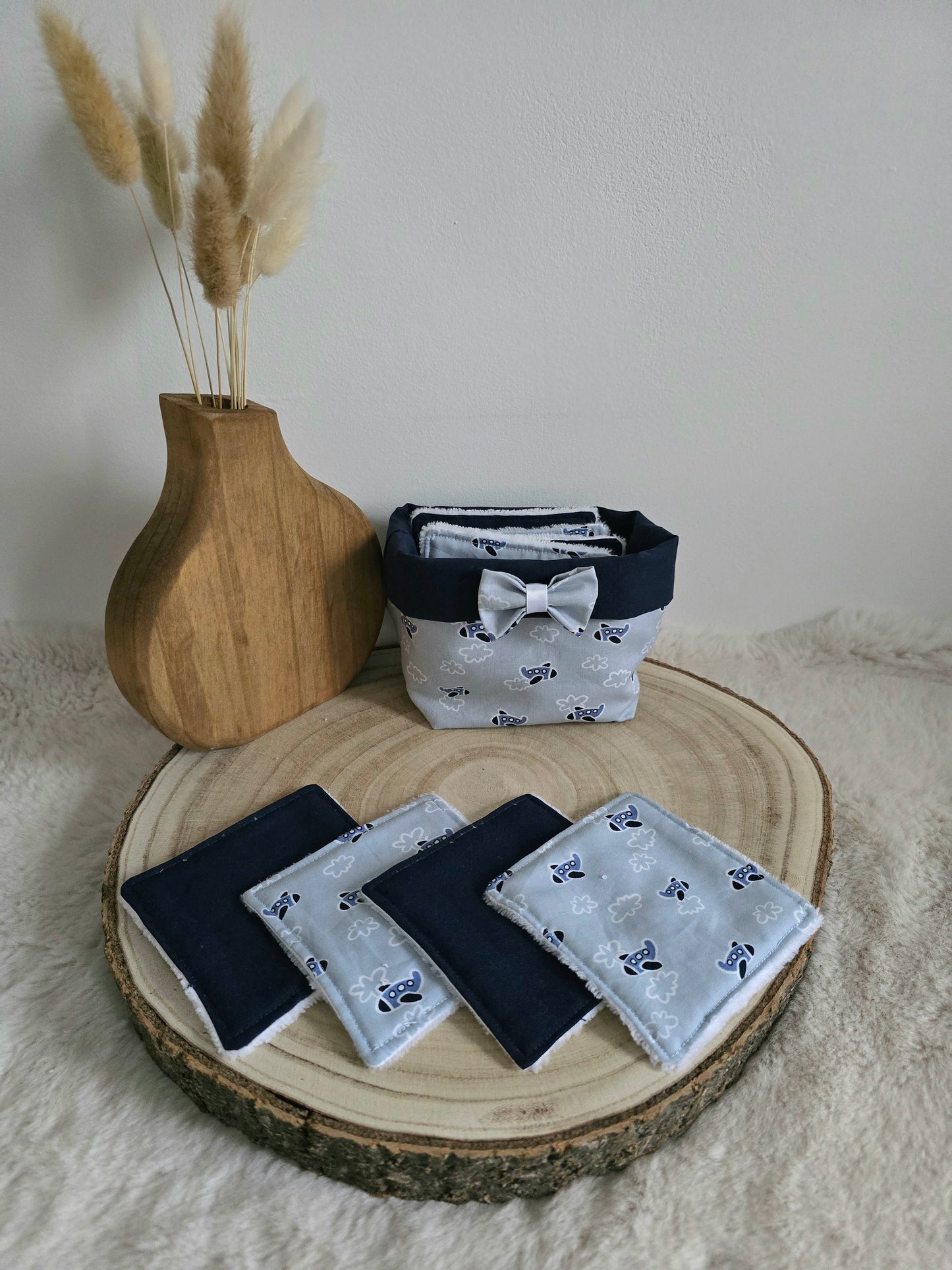 Panier 10 lingettes lavables avions