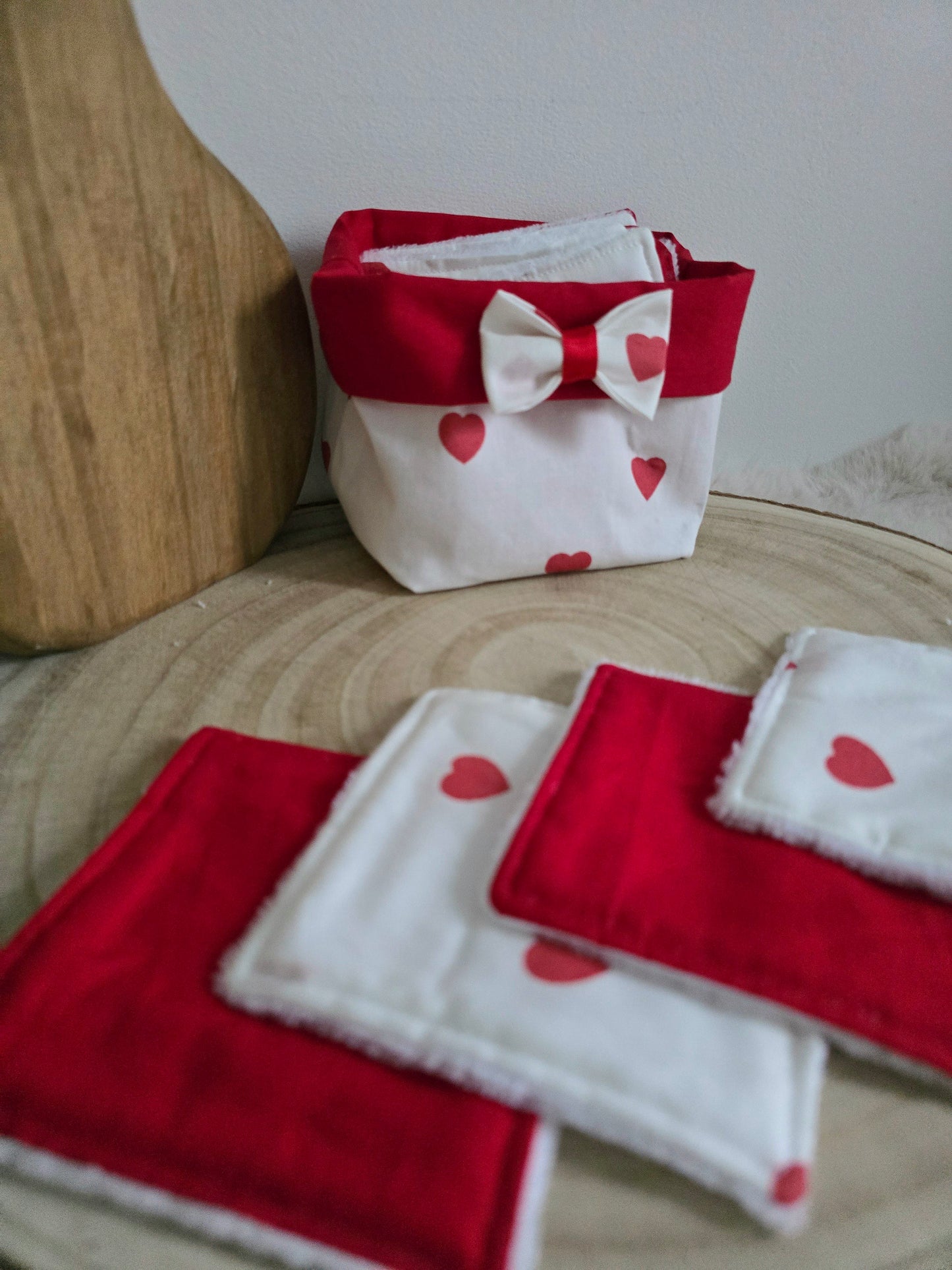Panier 10 lingettes lavables gros cœurs
