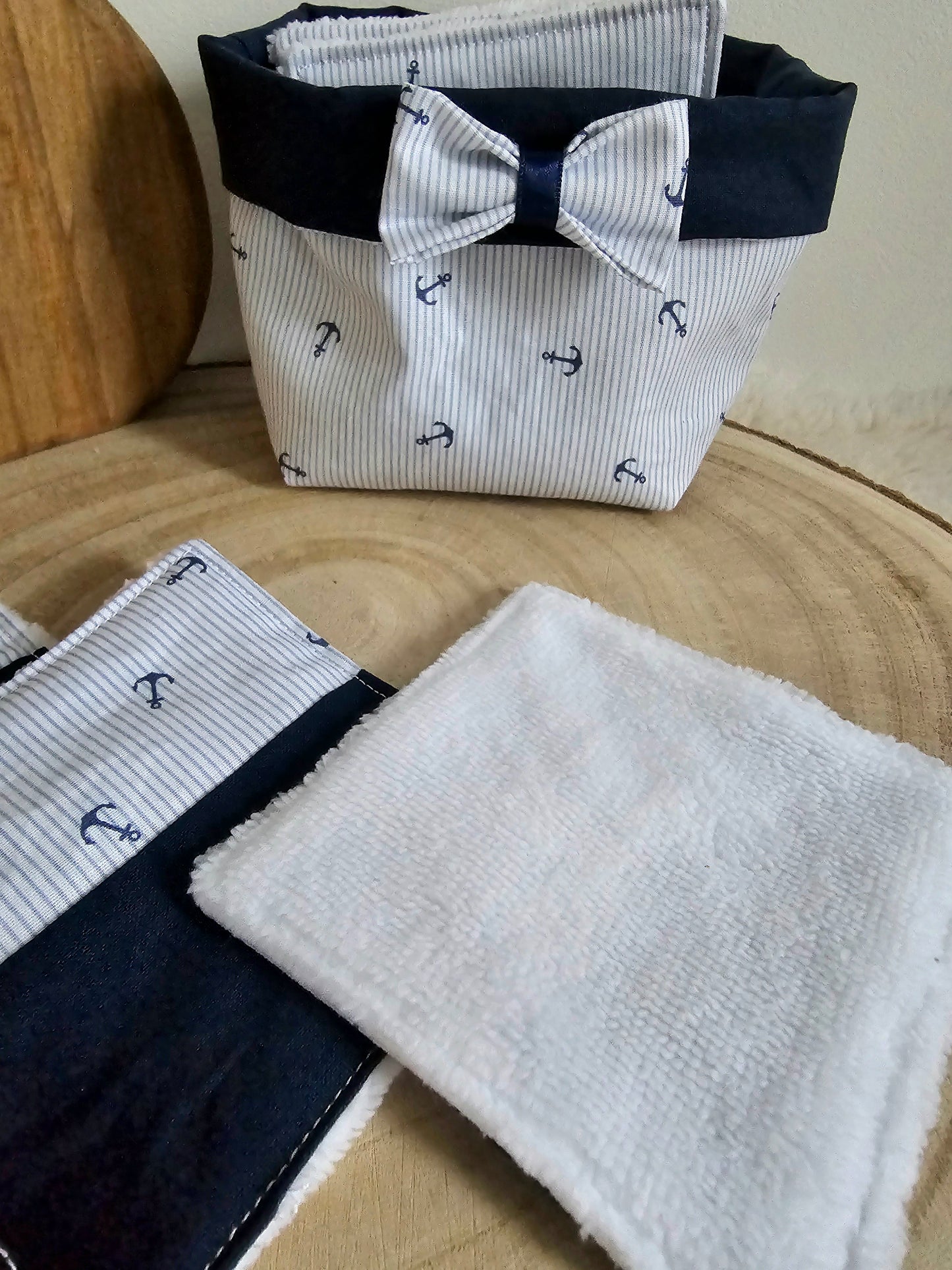 Panier 10 lingettes lavables ancre