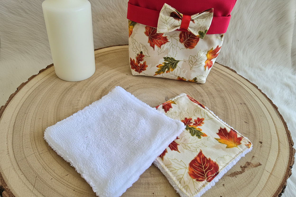 Panier 10 lingettes feuilles rouges