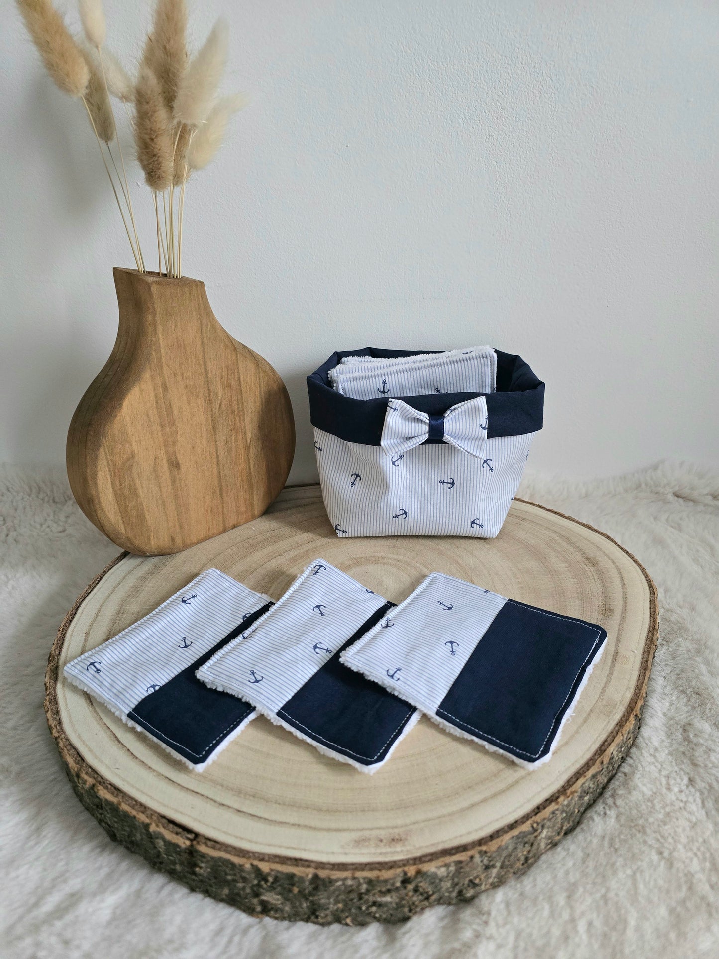 Panier 10 lingettes lavables ancre