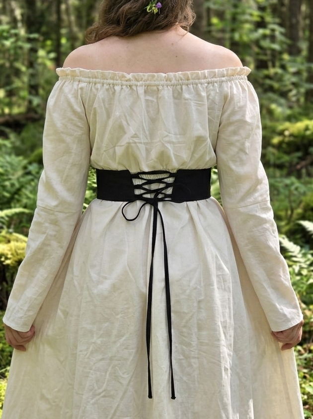 Ceinture sous poitrine noir broderie goth