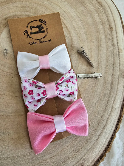 Lot de 3 nœuds rose fleurs