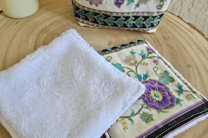 Panier 10 lingettes fleurs violettes