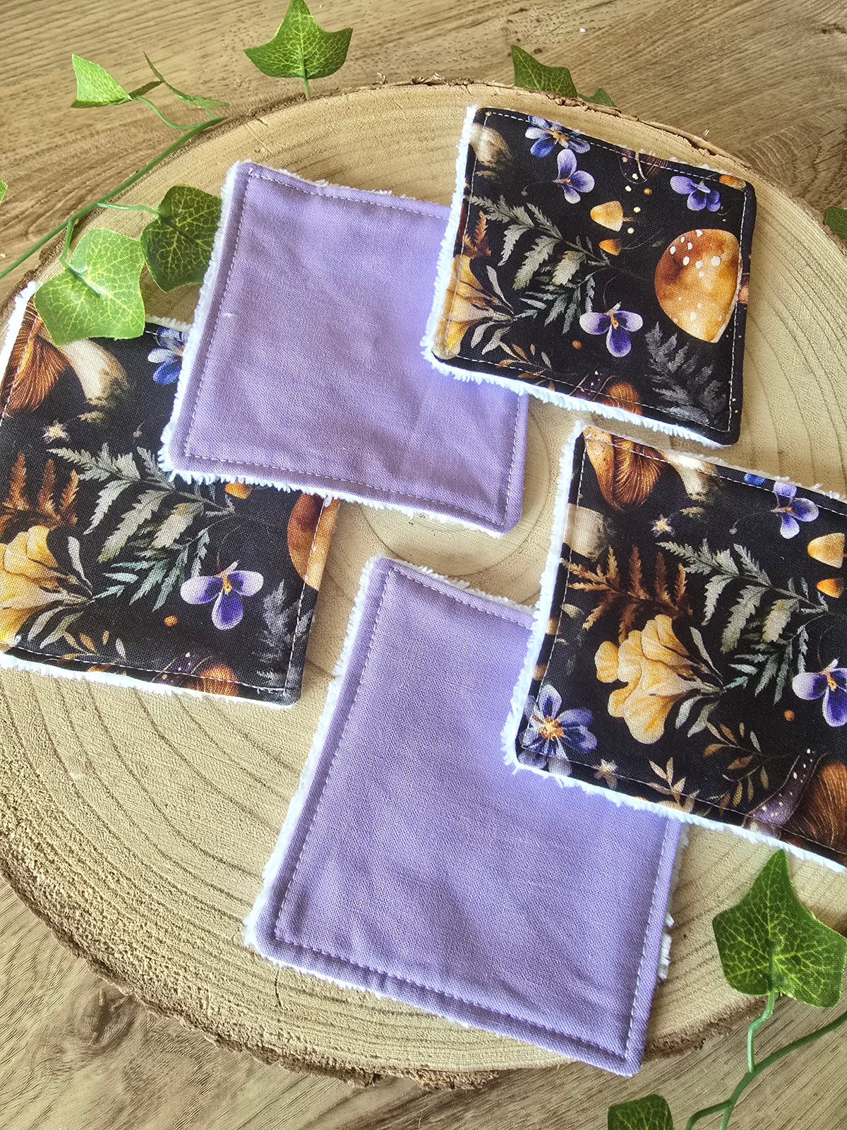 Lot de 5 lingettes lavables champignons