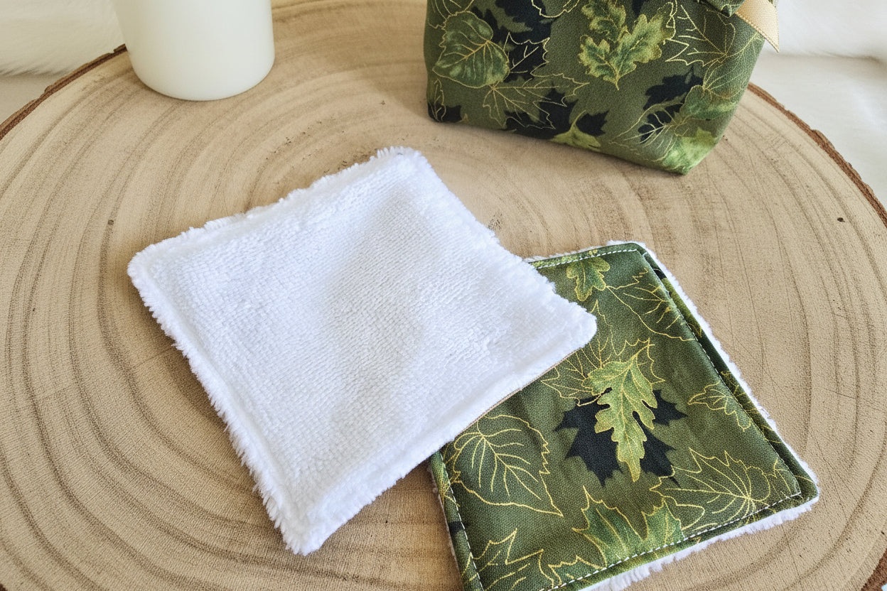 Panier 10 lingettes feuilles vertes