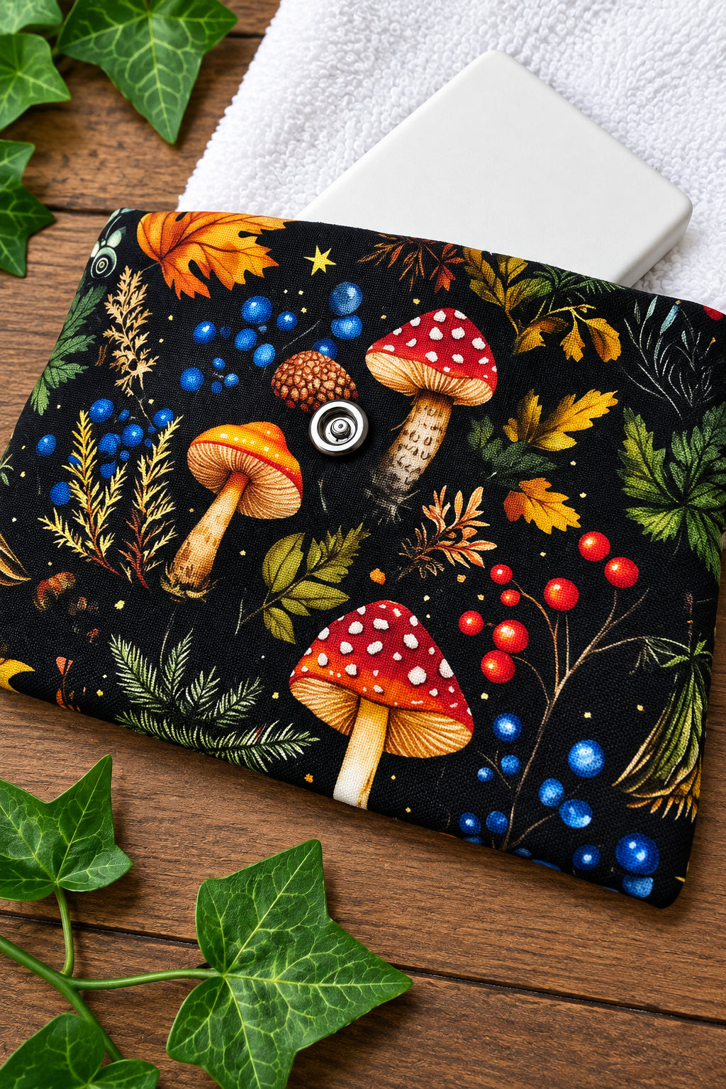 Pochette à savon champignons