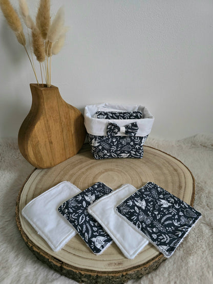 Panier 10 lingettes lavables oiseaux
