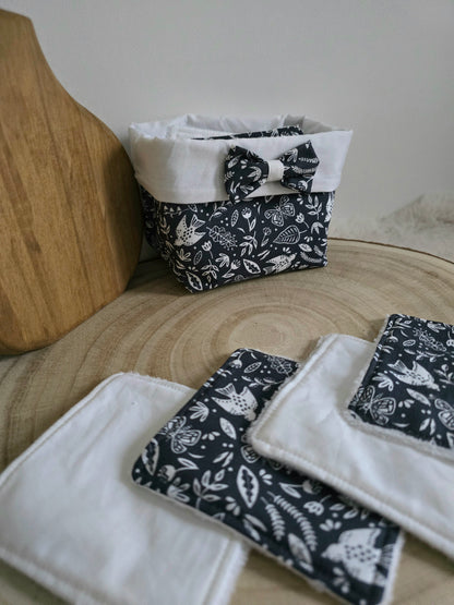 Panier 10 lingettes lavables oiseaux