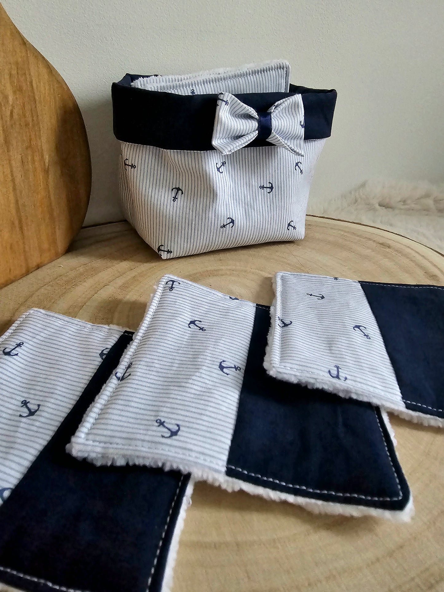 Panier 10 lingettes lavables ancre