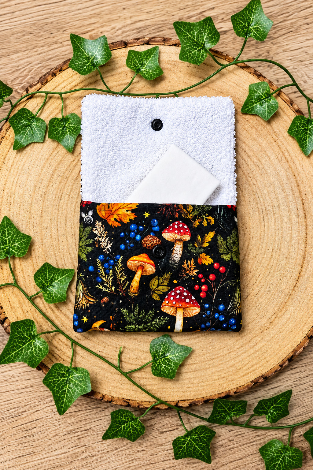 Pochette à savon champignons