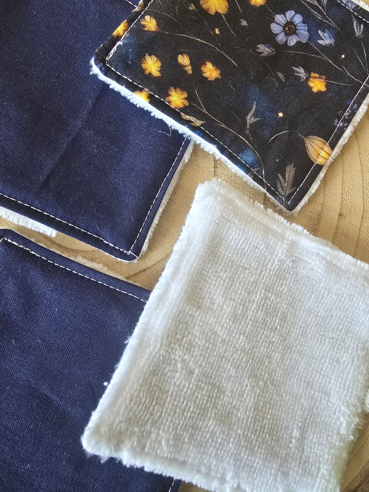 Lot de 5 lingettes lavables fleurs marines