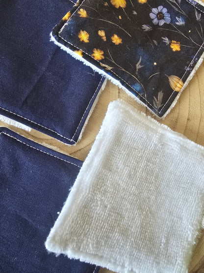 Lot de 5 lingettes lavables fleurs marines