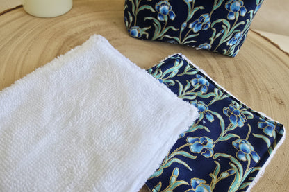 Panier 10 lingettes fleurs marine