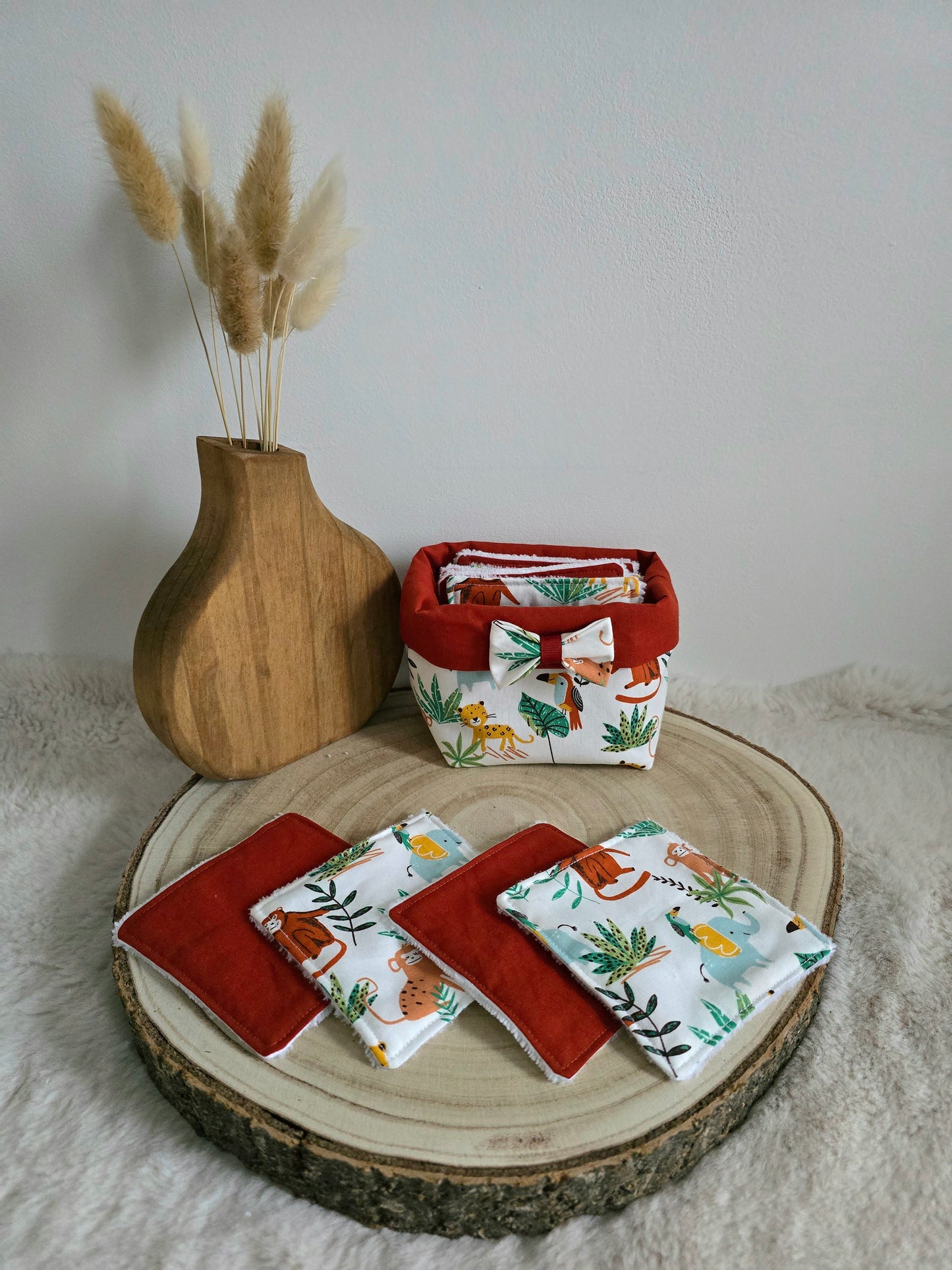 Panier 10 lingettes lavables jungle