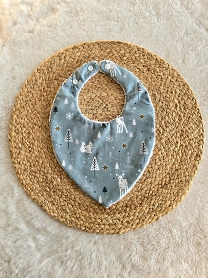 Bavoir bandana cerf bleu
