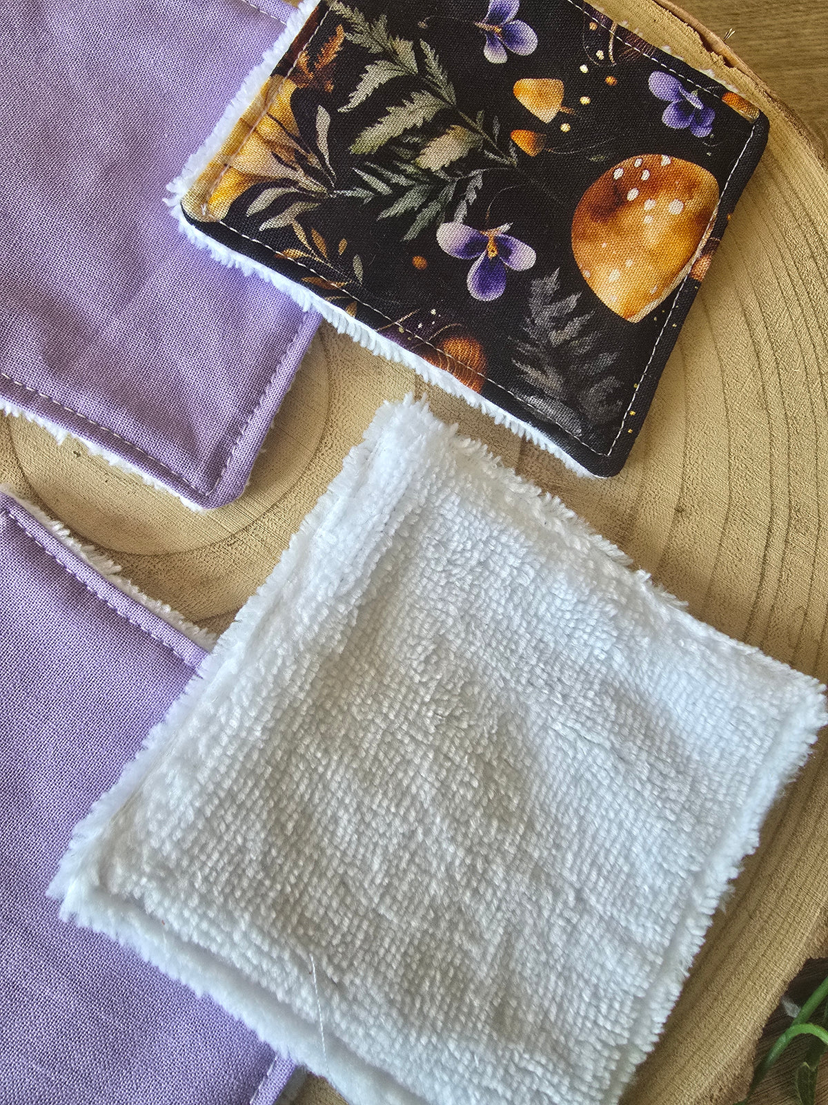 Lot de 5 lingettes lavables champignons