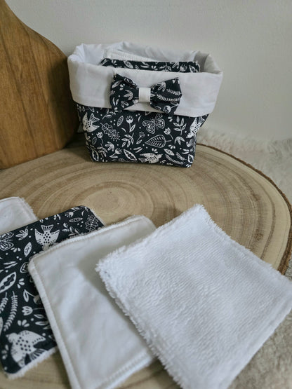 Panier 10 lingettes lavables oiseaux