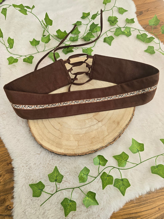 Ceinture sous poitrine marron à galon