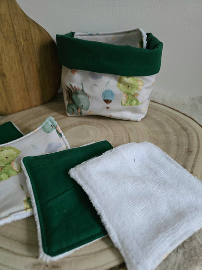 Panier 10 lingettes lavables dragon