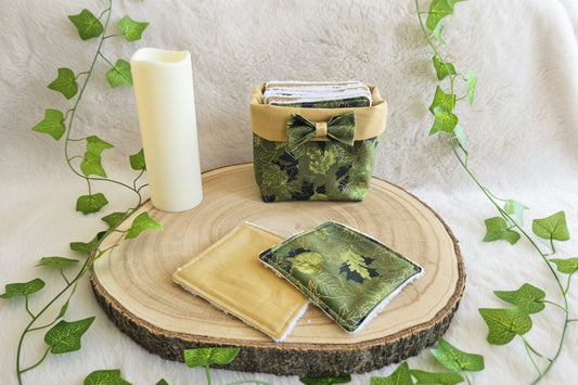 Panier 10 lingettes feuilles vertes