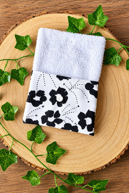 Pochette à savon fleurs noire