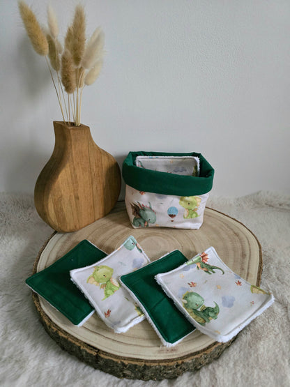 Panier 10 lingettes lavables dragon