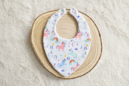 Bavoir bandana licornes